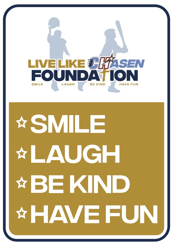 Live Like Chasen field sign at a youth sports field